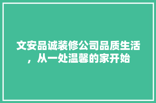 文安品诚装修公司品质生活，从一处温馨的家开始