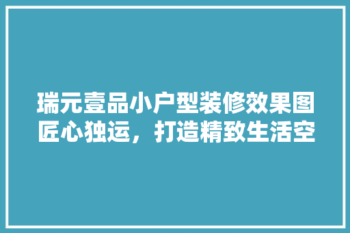 瑞元壹品小户型装修效果图匠心独运，打造精致生活空间