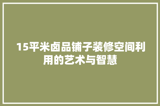 15平米卤品铺子装修空间利用的艺术与智慧
