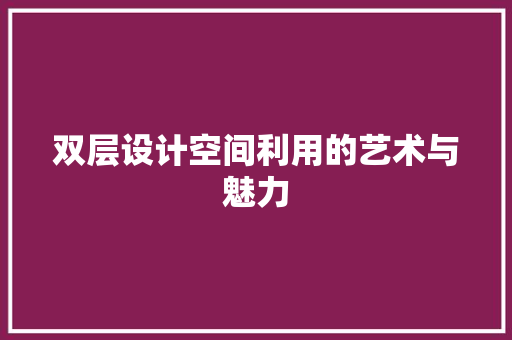 双层设计空间利用的艺术与魅力