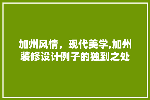 加州风情，现代美学,加州装修设计例子的独到之处