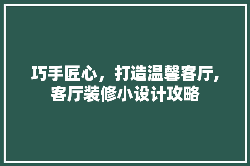 巧手匠心，打造温馨客厅,客厅装修小设计攻略  第1张