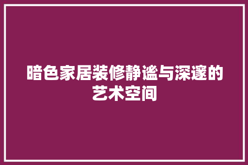 暗色家居装修静谧与深邃的艺术空间
