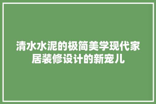 清水水泥的极简美学现代家居装修设计的新宠儿