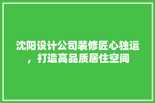 沈阳设计公司装修匠心独运，打造高品质居住空间
