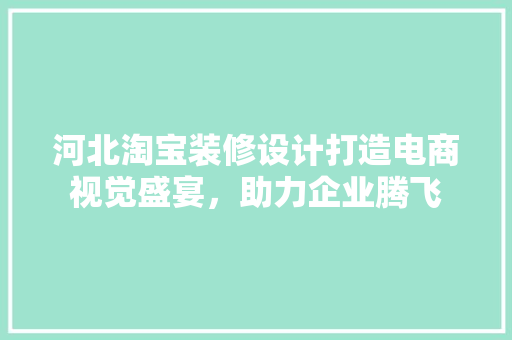 河北淘宝装修设计打造电商视觉盛宴，助力企业腾飞