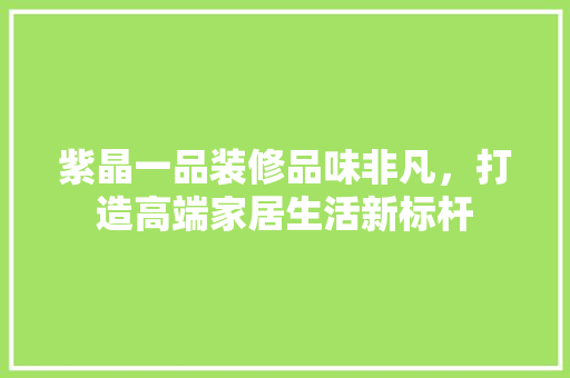 紫晶一品装修品味非凡，打造高端家居生活新标杆