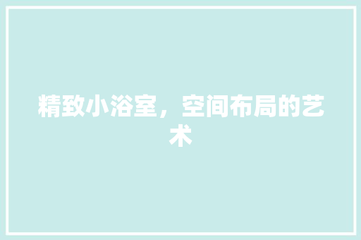 精致小浴室，空间布局的艺术  第1张