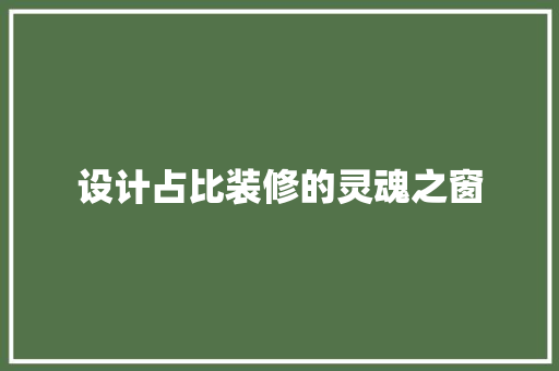 设计占比装修的灵魂之窗