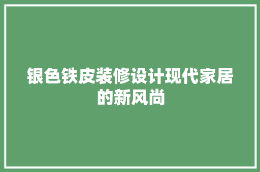 银色铁皮装修设计现代家居的新风尚  第1张