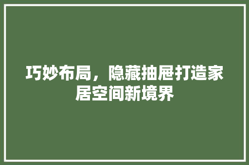 巧妙布局，隐藏抽屉打造家居空间新境界