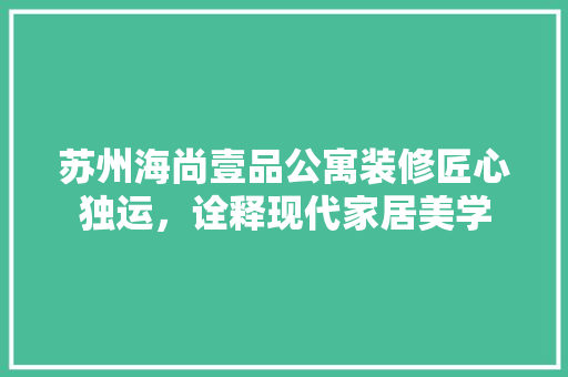 苏州海尚壹品公寓装修匠心独运，诠释现代家居美学