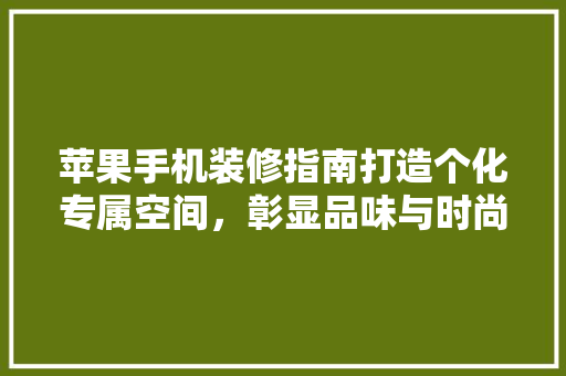 苹果手机装修指南打造个化专属空间，彰显品味与时尚