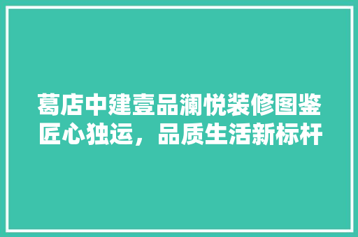 葛店中建壹品澜悦装修图鉴匠心独运，品质生活新标杆