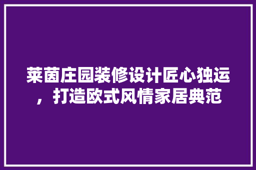 莱茵庄园装修设计匠心独运，打造欧式风情家居典范  第1张