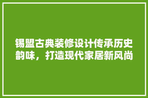 锡盟古典装修设计传承历史韵味，打造现代家居新风尚