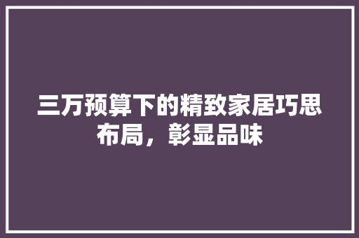 三万预算下的精致家居巧思布局，彰显品味