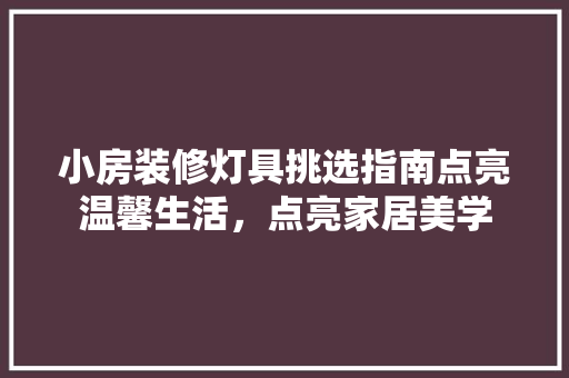 小房装修灯具挑选指南点亮温馨生活，点亮家居美学
