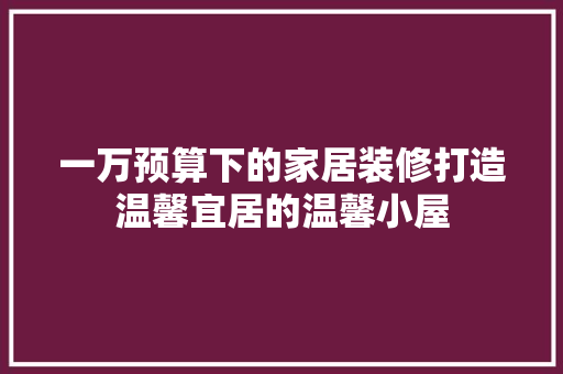 一万预算下的家居装修打造温馨宜居的温馨小屋