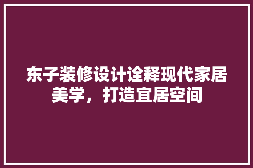 东子装修设计诠释现代家居美学，打造宜居空间