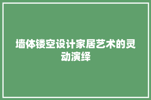 墙体镂空设计家居艺术的灵动演绎