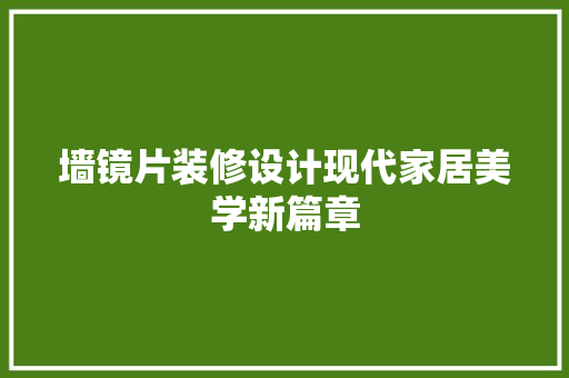 墙镜片装修设计现代家居美学新篇章