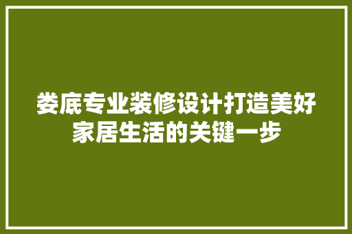娄底专业装修设计打造美好家居生活的关键一步