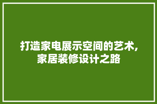 打造家电展示空间的艺术,家居装修设计之路