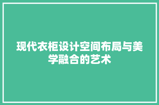 现代衣柜设计空间布局与美学融合的艺术