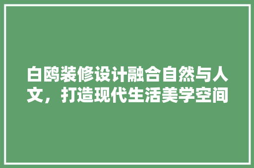 白鸥装修设计融合自然与人文，打造现代生活美学空间