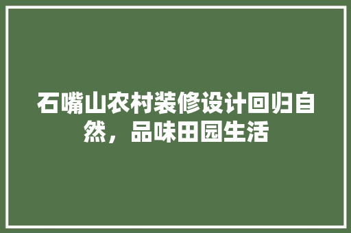 石嘴山农村装修设计回归自然，品味田园生活  第1张