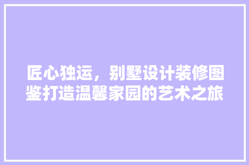 匠心独运，别墅设计装修图鉴打造温馨家园的艺术之旅