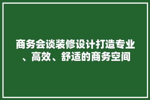 商务会谈装修设计打造专业、高效、舒适的商务空间