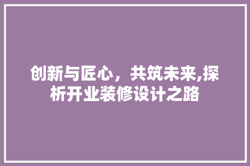 创新与匠心，共筑未来,探析开业装修设计之路