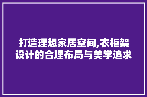 打造理想家居空间,衣柜架设计的合理布局与美学追求