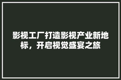 影视工厂打造影视产业新地标，开启视觉盛宴之旅