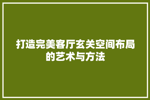 打造完美客厅玄关空间布局的艺术与方法