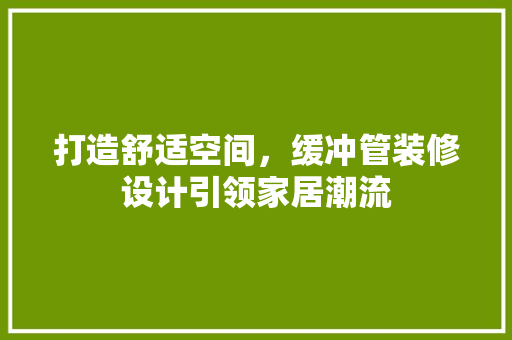 打造舒适空间，缓冲管装修设计引领家居潮流