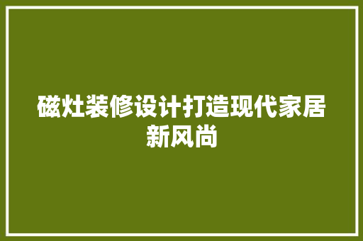 磁灶装修设计打造现代家居新风尚