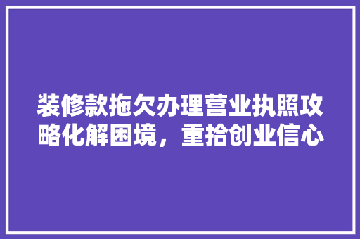 装修款拖欠办理营业执照攻略化解困境，重拾创业信心