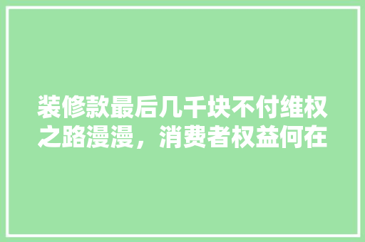 装修款最后几千块不付维权之路漫漫，消费者权益何在