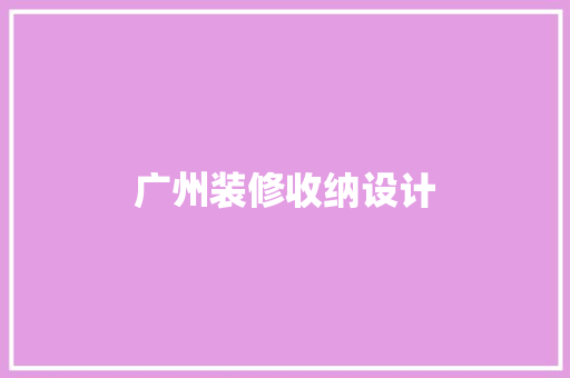 广州装修收纳设计