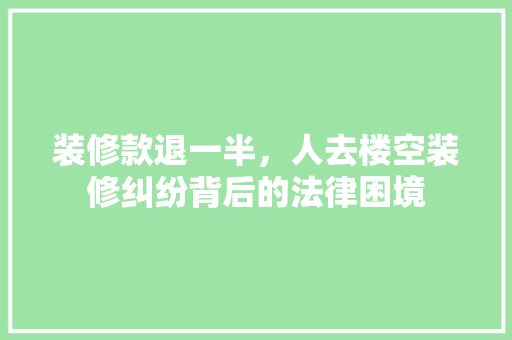 装修款退一半，人去楼空装修纠纷背后的法律困境