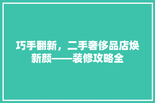 巧手翻新，二手奢侈品店焕新颜——装修攻略全