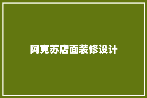阿克苏店面装修设计