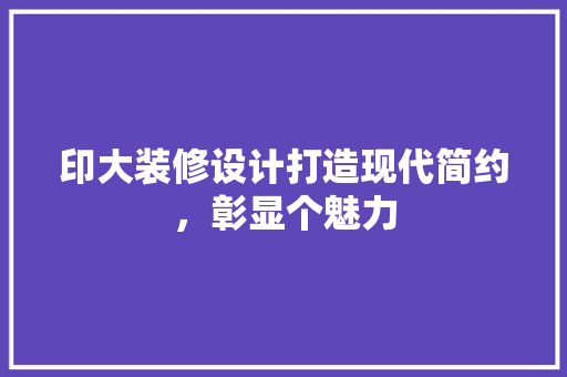 印大装修设计打造现代简约，彰显个魅力