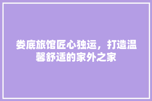 娄底旅馆匠心独运，打造温馨舒适的家外之家