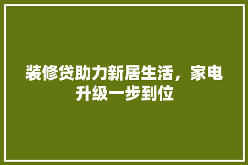 装修贷助力新居生活，家电升级一步到位