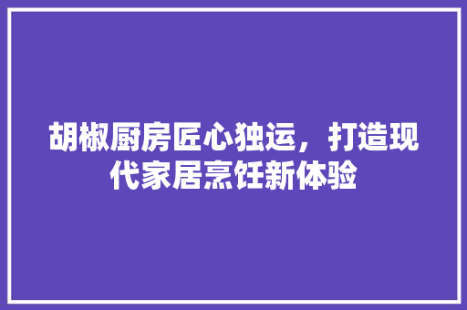 胡椒厨房匠心独运，打造现代家居烹饪新体验