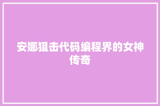 安娜狙击代码编程界的女神传奇